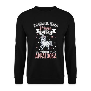 Ich brauche keinen Prinzen - Appaloosa - Unisex Pullover - Schwarz - Vorne - Alina (178cm) & Michal (187cm)