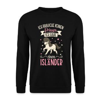 Ich brauche keinen Prinzen - Isländer - Unisex Pullover - Schwarz - Vorne - Alina (178cm) & Michal (187cm)