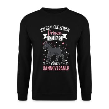 Ich brauche keinen Prinzen - Hannoveraner - Unisex Pullover - Schwarz - Vorne - Alina (178cm) & Michal (187cm)