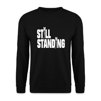 Still Standing on my Last Leg Amputee Survivor - Unisex Pullover - Schwarz - Vorne - Alina (178cm) & Michal (187cm)