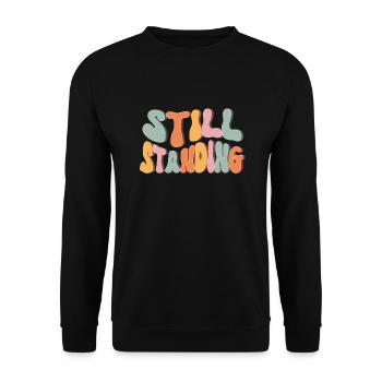 Mächtige, immer noch stehende Retro-Beinamputierte - Unisex Pullover - Schwarz - Vorne - Alina (178cm) & Michal (187cm)