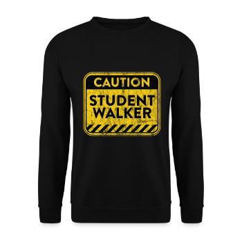 Student Walker Amputierter Bein Warnzeichen - Unisex Pullover - Schwarz - Vorne - Alina (178cm) & Michal (187cm)