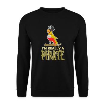 Segeln Ich bin wirklich ein Pirat Amputiertes Bein - Unisex Pullover - Schwarz - Vorne - Alina (178cm) & Michal (187cm)