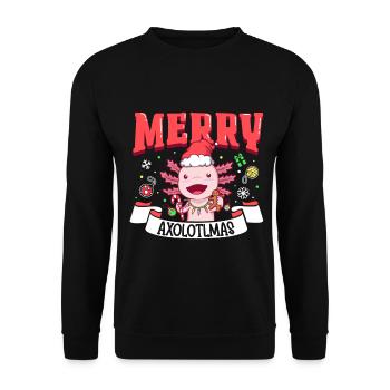 Merry Axolotlmas - Weihnachten Axolotl - Unisex Pullover - Schwarz - Vorne - Alina (178cm) & Michal (187cm)