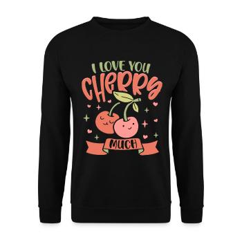 Je t’aime beaucoup cerise - Cerises - Sweat-shirt Unisexe - noir - Devant - Alina (178cm) & Michal (187cm)