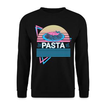 Pasta Retro Nudel Italienisch - Unisex Pullover - Schwarz - Vorne - Alina (178cm) & Michal (187cm)