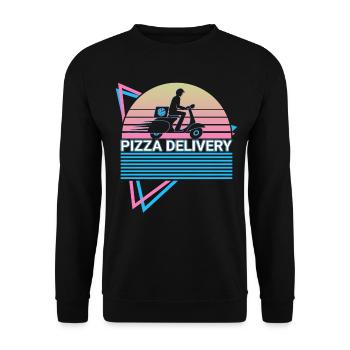 Pizza delivery retro - Unisex Sweatshirt - black - Front - Alina (178cm) & Michal (187cm)