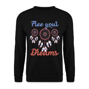 Träumen Traumfänger Traum Dream - Unisex Pullover - Schwarz - Vorne - Alina (178cm) & Michal (187cm)