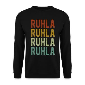 Ruhla Stadt Retro Vintage - Unisex Pullover - Schwarz - Vorne - Alina (178cm) & Michal (187cm)