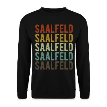 Saalfeld Stadt Retro Vintage - Unisex Pullover - Schwarz - Vorne - Alina (178cm) & Michal (187cm)
