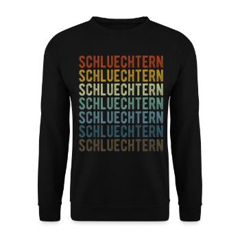 Schluechtern Stadt Retro Vintage - Unisex Pullover - Schwarz - Vorne - Alina (178cm) & Michal (187cm)