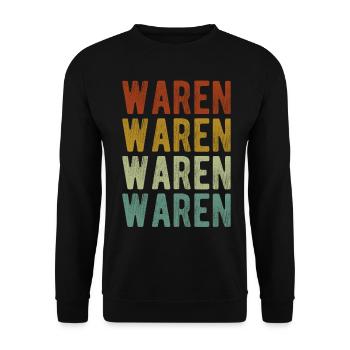 Waren Stadt Retro Vintage - Unisex Pullover - Schwarz - Vorne - Alina (178cm) & Michal (187cm)