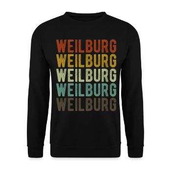 Weilburg Stadt Retro Vintage - Unisex Pullover - Schwarz - Vorne - Alina (178cm) & Michal (187cm)