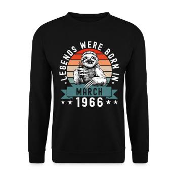 Legends Were Born In March 1966 Sloth Sloth - Unisex Sweatshirt - black - Front - Alina (178cm) & Michal (187cm)