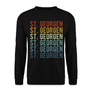 St. Georgen Stadt Retro Vintage - Unisex Pullover - Schwarz - Vorne - Alina (178cm) & Michal (187cm)