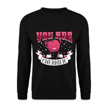 You are cherrific - Kirsch - Unisex Pullover - Schwarz - Vorne - Alina (178cm) & Michal (187cm)