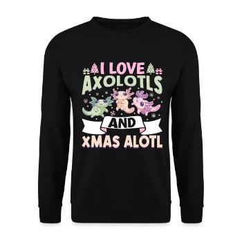 Axolotl Christmas - Unisex Sweatshirt - black - Front - Alina (178cm) & Michal (187cm)