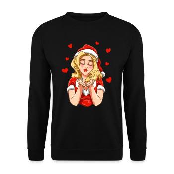 Weihnachten Küsse für Männer und Frauen - Unisex Pullover - Schwarz - Vorne - Alina (178cm) & Michal (187cm)
