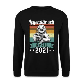 Sloth Legendary since April 2021 birthday - Unisex Sweatshirt - black - Front - Alina (178cm) & Michal (187cm)