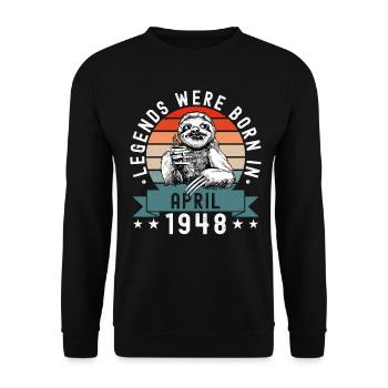 Les légendes sont nées en avril 1948 paresseux défectueux - Sweat-shirt Unisexe - noir - Devant - Alina (178cm) & Michal (187cm)