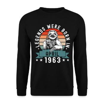 Les légendes sont nées en avril 1963 paresseux défectueux - Sweat-shirt Unisexe - noir - Devant - Alina (178cm) & Michal (187cm)