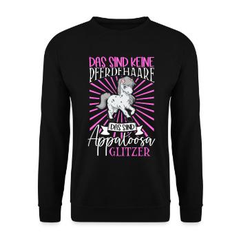 Appaloosa Glitzer - Das sind keine Pferdehaare - Unisex Pullover - Schwarz - Vorne - Alina (178cm) & Michal (187cm)