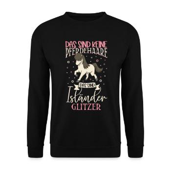 Isländer Glitzer - Das sind keine Pferdehaare - Unisex Pullover - Schwarz - Vorne - Alina (178cm) & Michal (187cm)
