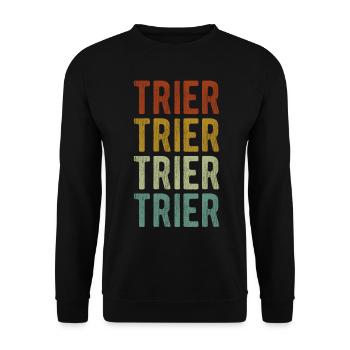 Trier Stadt Retro Vintage - Unisex Pullover - Schwarz - Vorne - Alina (178cm) & Michal (187cm)