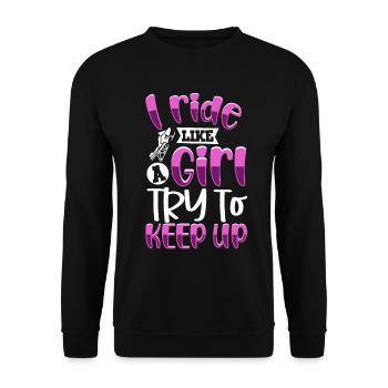 I ride like a girl - Schneemobil - Unisex Pullover - Schwarz - Vorne - Alina (178cm) & Michal (187cm)