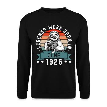 Legends Were Born In June 1926 Sloth Sloth - Unisex Sweatshirt - black - Front - Alina (178cm) & Michal (187cm)
