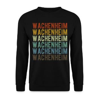 Wachenheim Stadt Retro Vintage - Unisex Pullover - Schwarz - Vorne - Alina (178cm) & Michal (187cm)