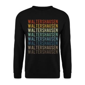 Waltershausen Stadt Retro Vintage - Unisex Pullover - Schwarz - Vorne - Alina (178cm) & Michal (187cm)