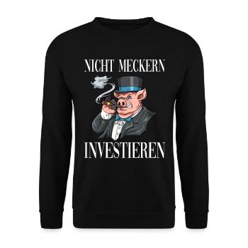 Nicht Meckern INVESTIEREN - Unisex Pullover - Schwarz - Vorne - Alina (178cm) & Michal (187cm)