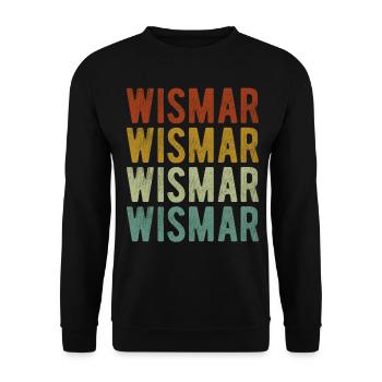 Wismar City Retro Vintage - Unisex Sweatshirt - black - Front - Alina (178cm) & Michal (187cm)