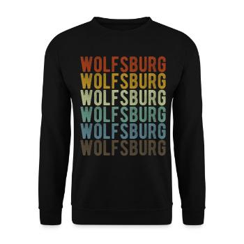 Wolfsburg City Retro Vintage - Unisex Sweatshirt - black - Front - Alina (178cm) & Michal (187cm)