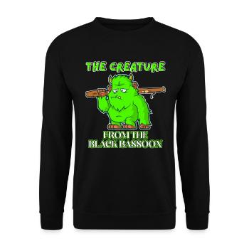 The Creature from the Black Bassoon brings humor - Unisex Pullover - Schwarz - Vorne - Alina (178cm) & Michal (187cm)