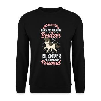 Die meisten Pferde haben Besitzer - Isländer - Unisex Pullover - Schwarz - Vorne - Alina (178cm) & Michal (187cm)