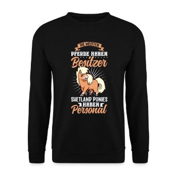 Die meisten Pferde haben Besitzer - Shetland Pony - Unisex Pullover - Schwarz - Vorne - Alina (178cm) & Michal (187cm)