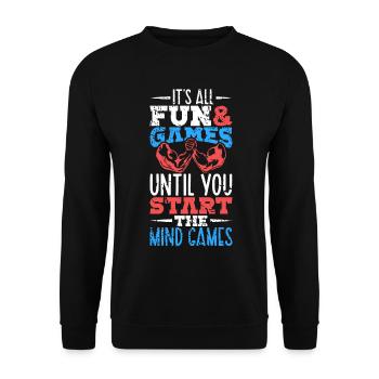 Mind Games - Arm wrestling - Unisex Sweatshirt - black - Front - Alina (178cm) & Michal (187cm)