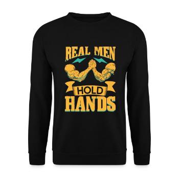 Real men hold hands - Arm Wrestling - Unisex Sweatshirt - black - Front - Alina (178cm) & Michal (187cm)