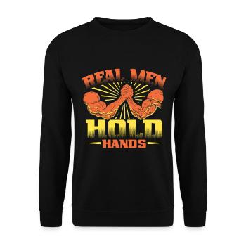 Real men hold hands - arm wrestling - Unisex Sweatshirt - black - Front - Alina (178cm) & Michal (187cm)