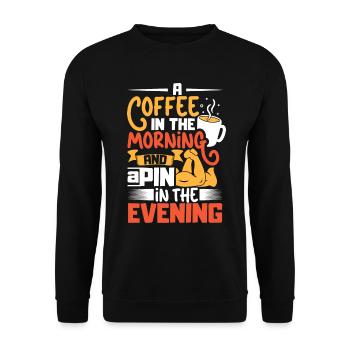A coffee in the morning - arm wrestling - Unisex Sweatshirt - black - Front - Alina (178cm) & Michal (187cm)