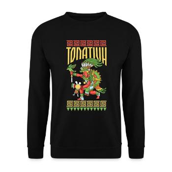 Dieu aztèque du soleil - Tonatiuh - Sweat-shirt Unisexe - noir - Devant - Alina (178cm) & Michal (187cm)