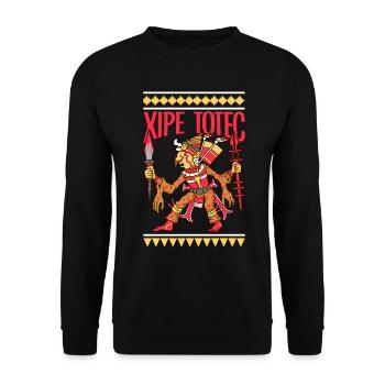 Dieu de la végétation aztèque - Xipe Totec - Sweat-shirt Unisexe - noir - Devant - Alina (178cm) & Michal (187cm)