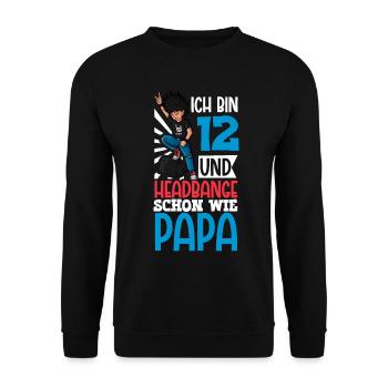 Ich bin 12 - Jungen Rocker - Unisex Pullover - Schwarz - Vorne - Alina (178cm) & Michal (187cm)
