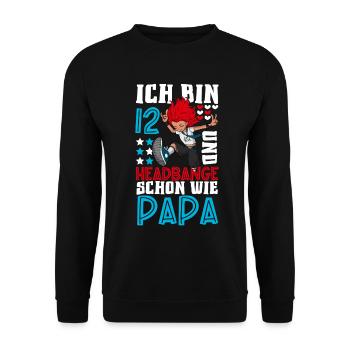 Ich bin 12 - Mädchen Rocker - Unisex Pullover - Schwarz - Vorne - Alina (178cm) & Michal (187cm)