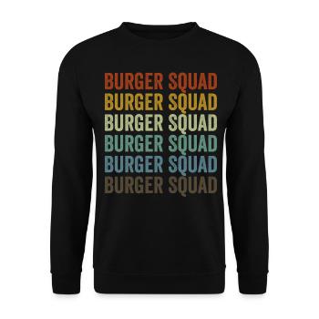 Burger Squad Burger-Liebhaber Burger-Fans Burger-T - Unisex Pullover - Schwarz - Vorne - Alina (178cm) & Michal (187cm)