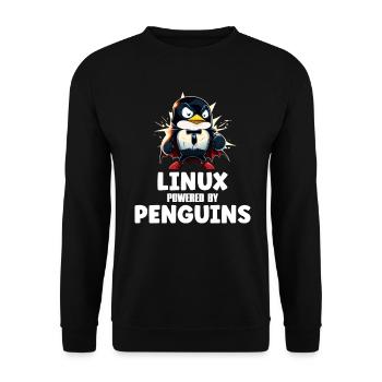 Linux Powered By Penguins - Unisex Pullover - Schwarz - Vorne - Alina (178cm) & Michal (187cm)