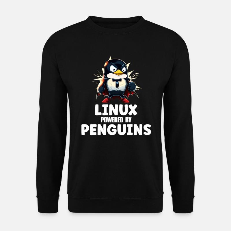Linux Powered By Penguins - Unisex Pullover - Schwarz