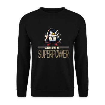 Linux Tux with Sudo Superpower Super-Penguin - Unisex Pullover - Schwarz - Vorne - Alina (178cm) & Michal (187cm)